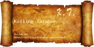 Kolling Talabor névjegykártya